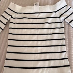LOFT Off-Shoulder Top with Black Stripes